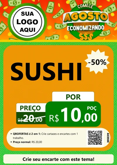 Modelo de Cartaz para Cartaz A4 Vertical com o tema Comece Agosto Economizando para Comida japonesa