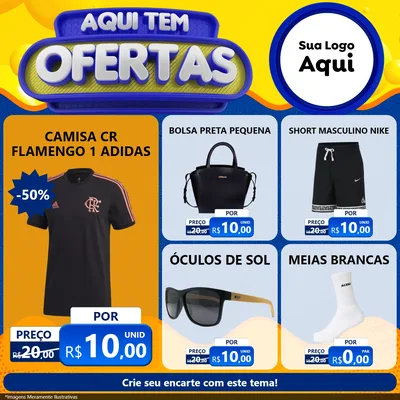Modelo de Rede Social para Feed Facebook com o tema Aqui Tem Ofertas para Roupas e acessórios