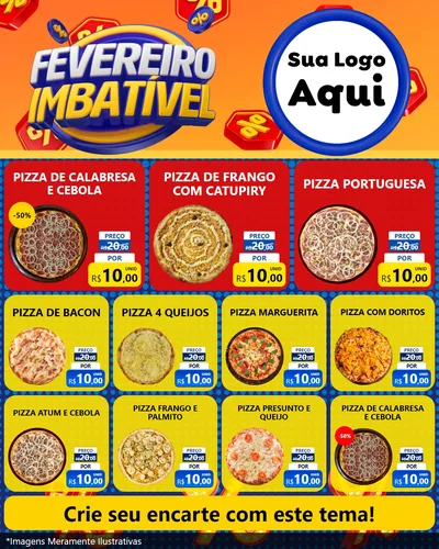 Modelo de Rede Social para Feed Instagram com o tema Fevereiro Imbatível para Pizzaria