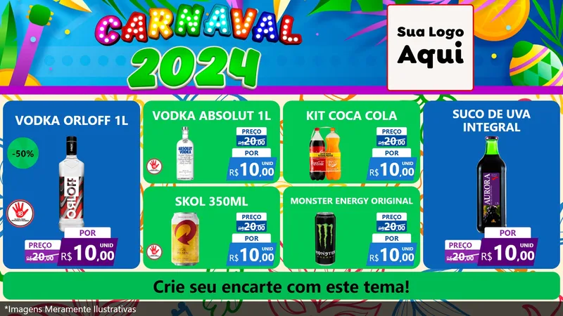 Modelo de TV para TV Horizontal com o tema Carnaval 2027 para Distribuidora de bebidas