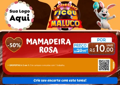 Modelo de Cartaz para Cartaz A4 Horizontal com o tema O Coelho Ficou Maluco - Páscoa para Bebês