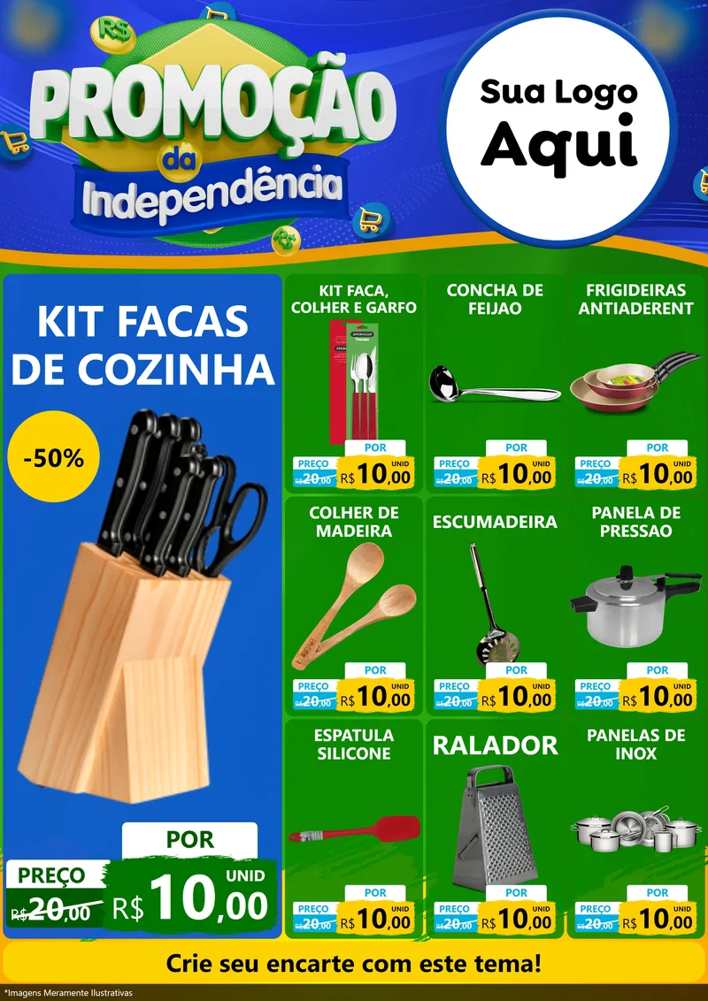 Modelo de Encarte para Encarte A4 Vertical com o tema Promoção da Independência para Utilidades Domésticas