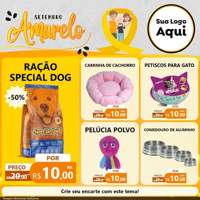 Modelo de Rede Social para Feed Facebook com o tema Setembro Amarelo para Pet Shop