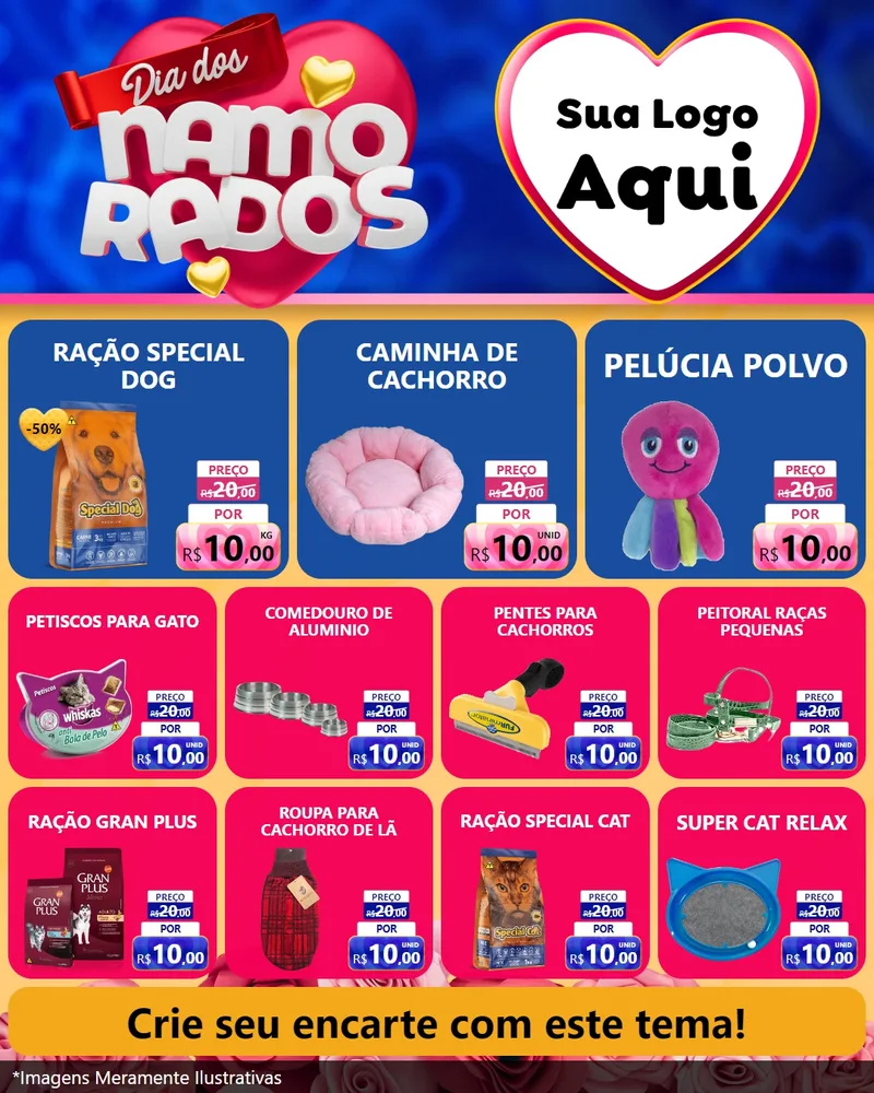 Modelo de Rede Social para Feed Instagram com o tema Dia dos namorados para Pet Shop
