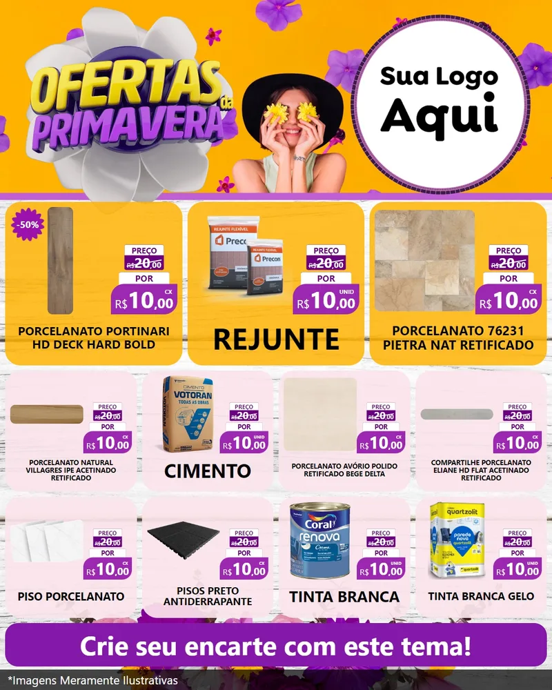 Modelo de Rede Social para Feed Instagram com o tema Ofertas Da Primavera para Pisos e revestimentos