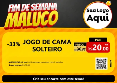 Modelo de Cartaz para Cartaz A4 Horizontal com o tema Final de Semana Maluco para Cama, Mesa e Banho