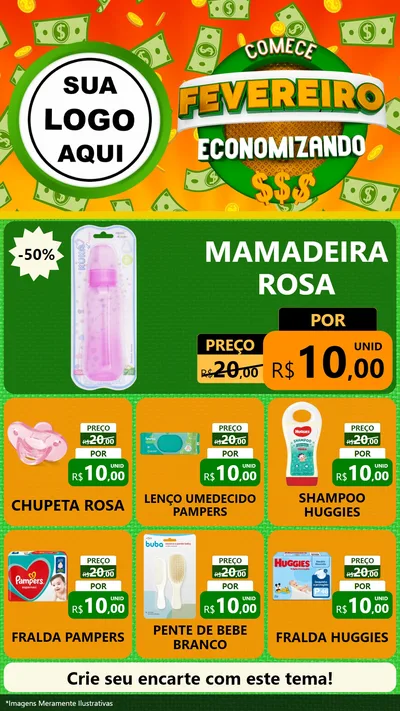 Modelo de Rede Social para Stories com o tema Comece Fevereiro Economizando para Bebês