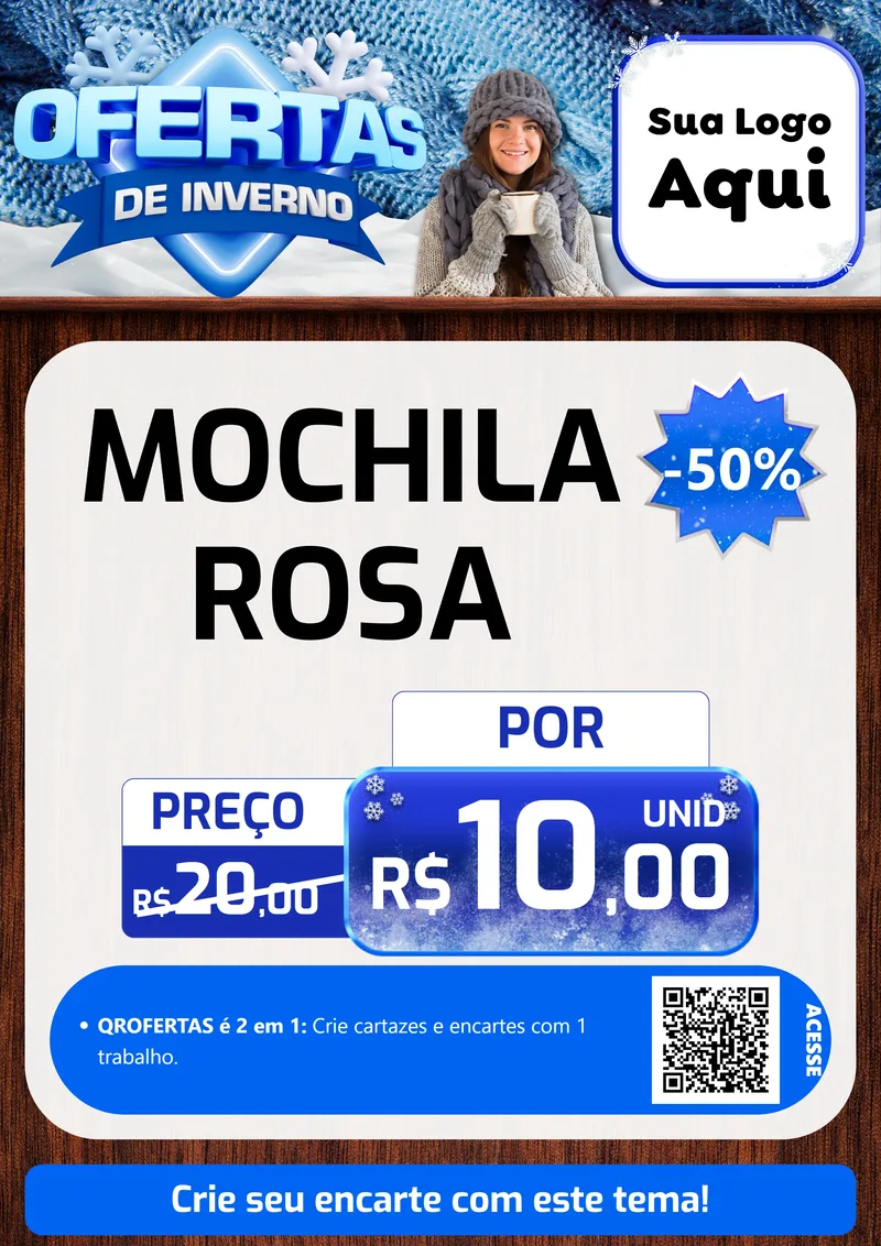 Modelo de Cartaz para Cartaz A4 Vertical com o tema Ofertas de Inverno para Papelaria