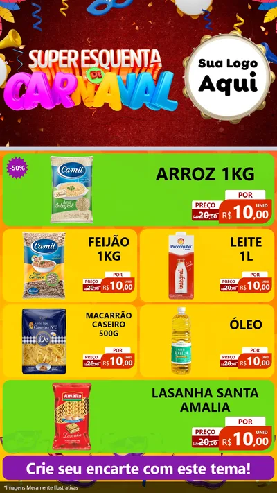 Modelo de TV para TV Vertical com o tema Super Esquenta de Carnaval para Supermercado