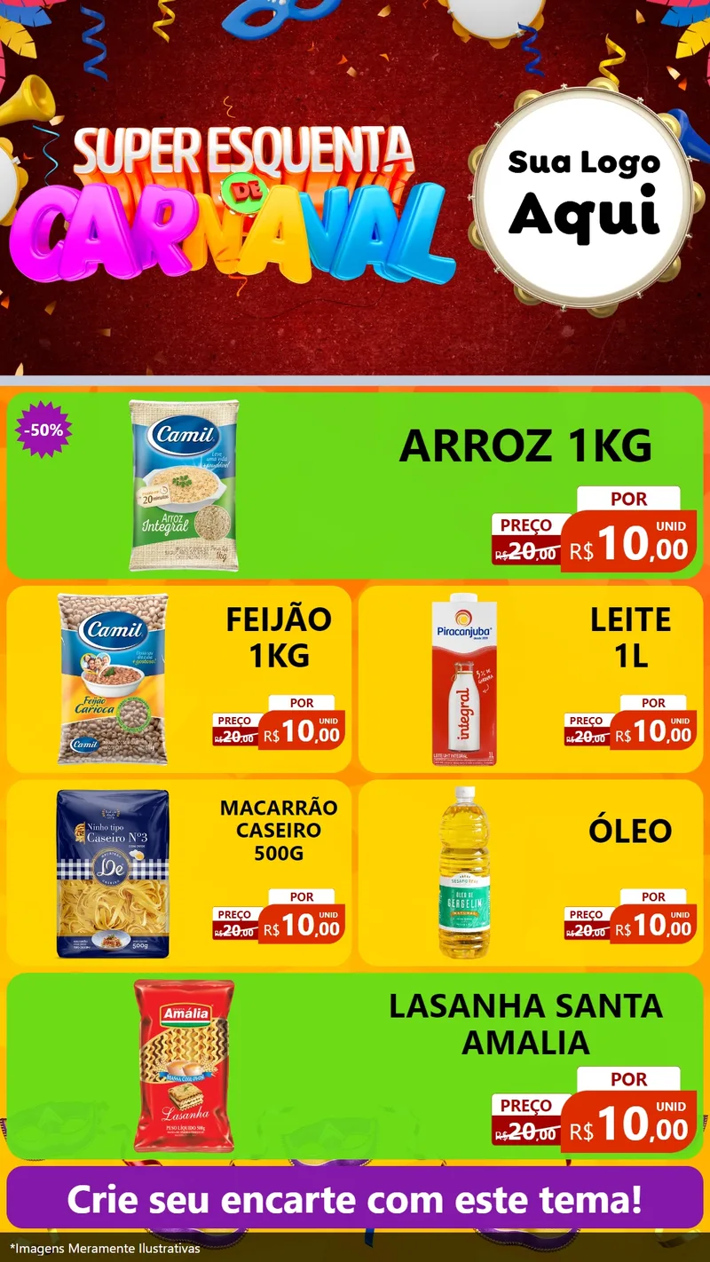 Modelo de TV para TV Vertical com o tema Super Esquenta de Carnaval para Supermercado