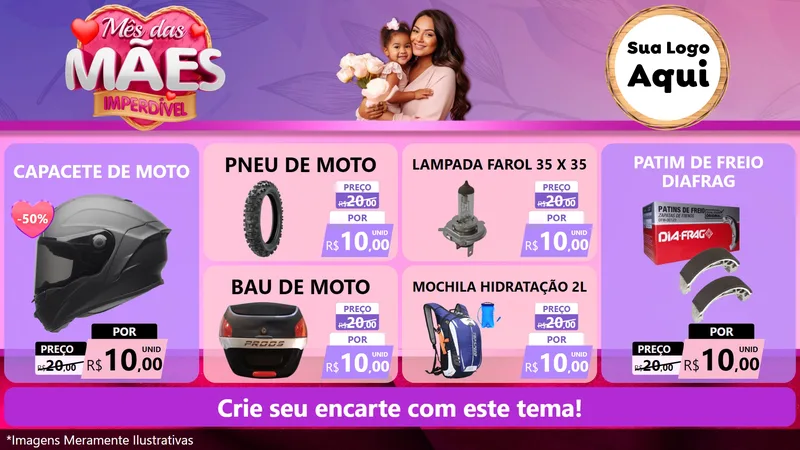 Modelo de TV para TV Horizontal com o tema Mês das Mães Imperdível para Moto peças