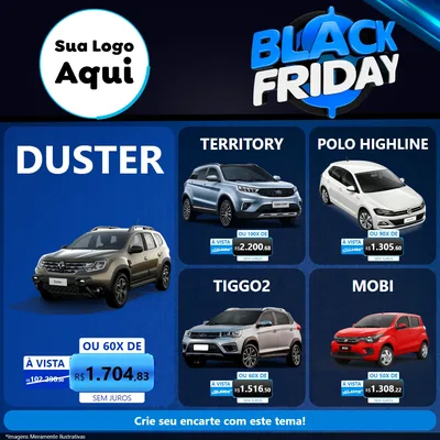 Modelo de Rede Social para Feed Facebook com o tema Black Friday para Concessionaria de Carros