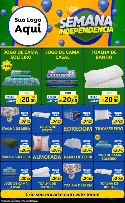 Modelo de Encarte para Encarte Grande com o tema Semana da Independência para Cama, Mesa e Banho