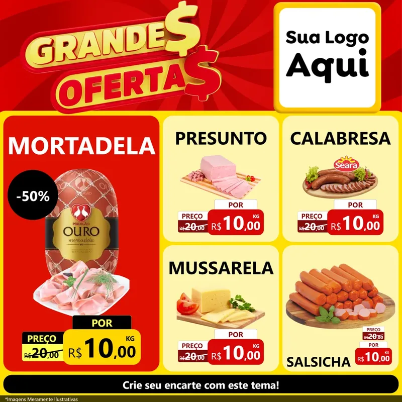 Modelo de Rede Social para Feed Facebook com o tema Grandes Ofertas para Frios e Laticínios