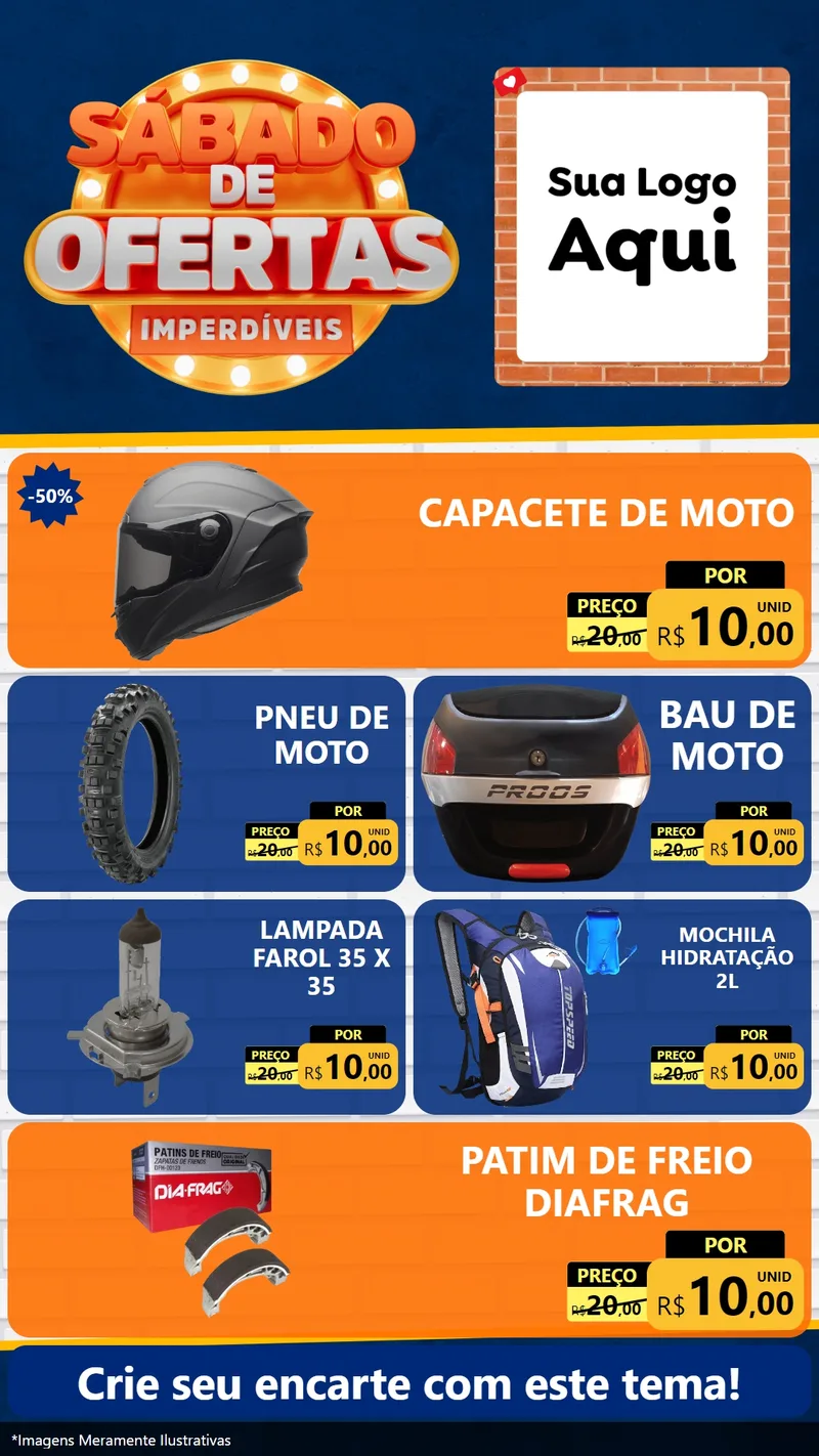 Modelo de TV para TV Vertical com o tema Sábado de Ofertas Imperdíveis para Moto peças