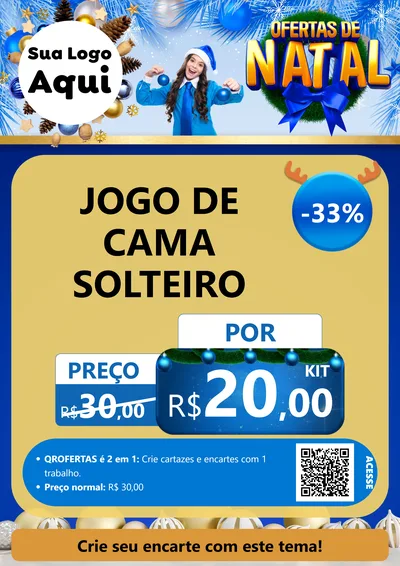 Modelo de Cartaz para Cartaz A4 Vertical com o tema Ofertas de Natal para Cama, Mesa e Banho