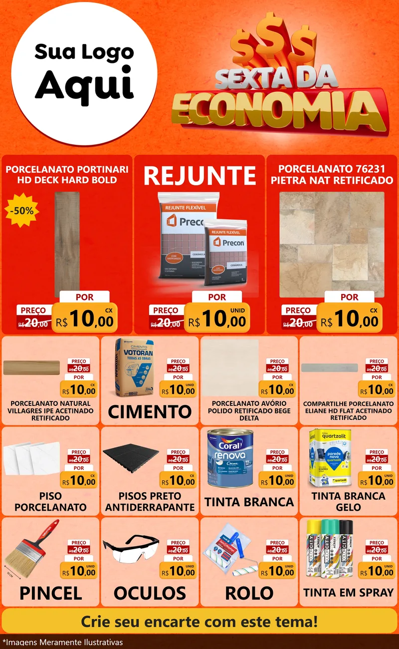 Modelo de Encarte para Encarte Grande com o tema Sexta da Economia para Pisos e revestimentos