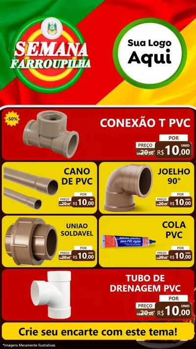Modelo de TV para TV Vertical com o tema Semana Farroupilha para Tubos e conexões