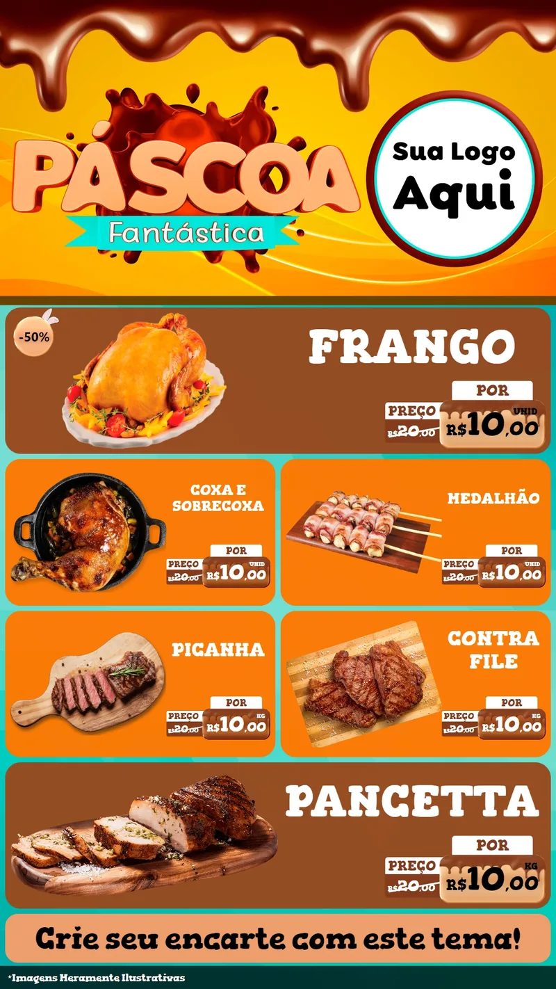 Modelo de TV para TV Vertical com o tema Páscoa Fantástica para Assados