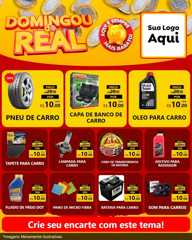 Modelo de Rede Social para Feed Instagram com o tema Domingou do Real para Auto peças