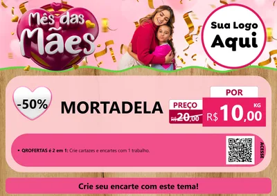 Modelo de Cartaz para Cartaz A4 Horizontal com o tema Mês das Mães para Frios e Laticínios