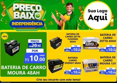 Modelo de Encarte para Encarte A4 Horizontal com o tema Preço Baixo de Independência para Baterias Elétricas