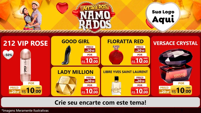 Modelo de TV para TV Horizontal com o tema Arraiá dos Namorados para Perfumes