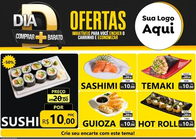 Modelo de Encarte para Encarte A4 Horizontal com o tema Dia D Mais Economia para Comida japonesa