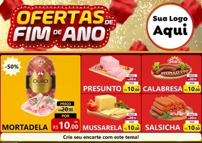 Modelo de Encarte para Encarte A4 Horizontal com o tema Ofertas de Fim de Ano para Frios e Laticínios