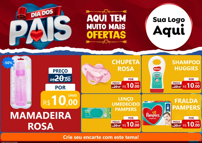 Modelo de Encarte para Encarte A4 Horizontal com o tema Dia dos Pais para Bebês