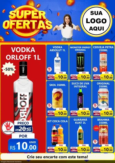 Modelo de Encarte para Encarte A4 Vertical com o tema Super Ofertas para Distribuidora de bebidas
