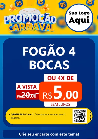Modelo de Cartaz para Cartaz A4 Vertical com o tema Promoção de Carnaval para Móveis e Eletro