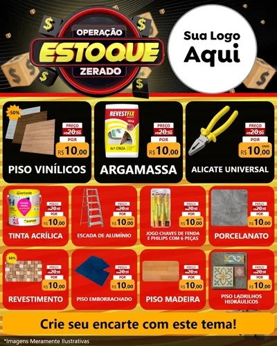Modelo de Rede Social para Feed Instagram com o tema Operação Estoque Zerado para Material para Construção