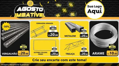 Modelo de TV para TV Horizontal com o tema Agosto Imbatível para Ferragens