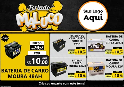 Modelo de Encarte para Encarte A4 Horizontal com o tema Feriado Maluco para Baterias Elétricas
