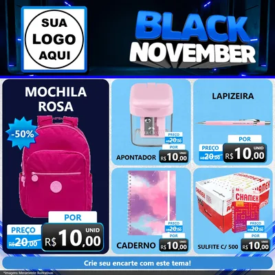 Modelo de Rede Social para Feed Facebook com o tema Black November para Papelaria
