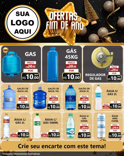 Modelo de Rede Social para Feed Instagram com o tema Ofertas de Fim de Ano para Água e gás