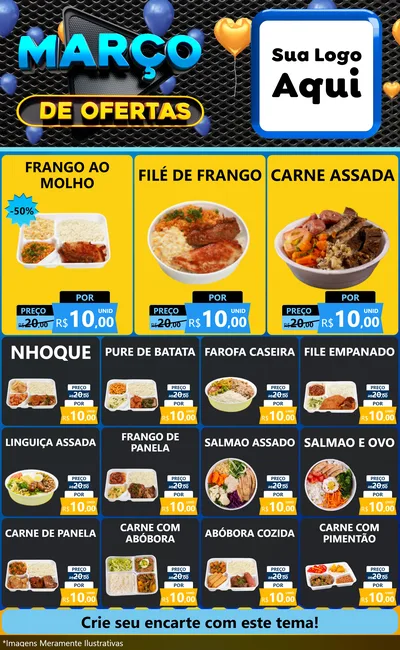 Modelo de Encarte para Encarte Grande com o tema Março de Ofertas para Restaurante