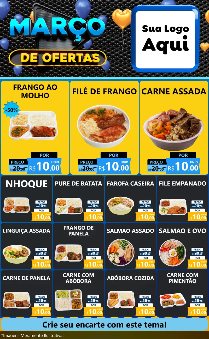 Modelo de Encarte para Encarte Grande com o tema Março de Ofertas para Restaurante