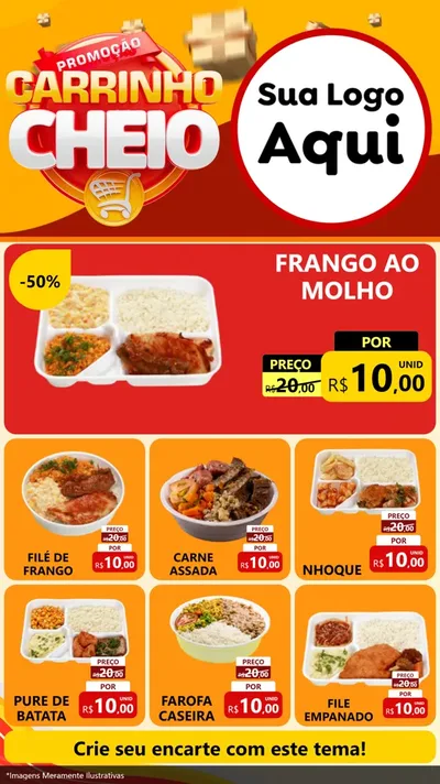 Modelo de Rede Social para Stories com o tema Promoção carrinho cheio para Restaurante