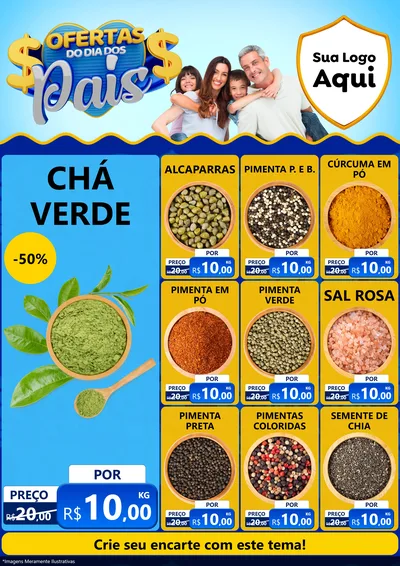 Modelo de Encarte para Encarte A4 Vertical com o tema Ofertas do Dia dos Pais para Produtos Naturais