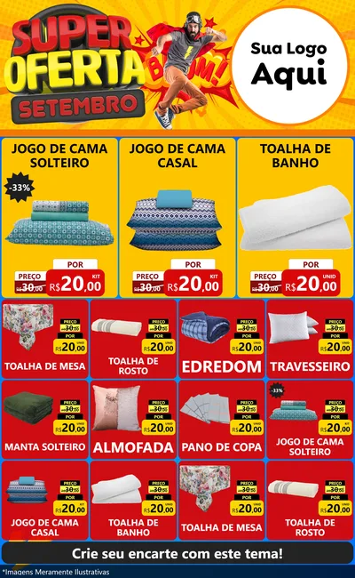 Modelo de Encarte para Encarte Grande com o tema Super Oferta Setembro para Cama, Mesa e Banho