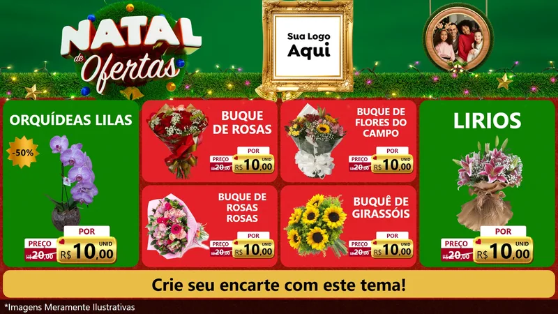 Modelo de TV para TV Horizontal com o tema Natal de Ofertas para Floricultura e jardim