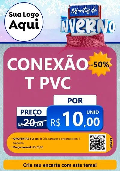 Modelo de Cartaz para Cartaz A4 Vertical com o tema Ofertas de Inverno para Tubos e conexões