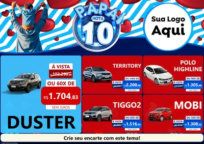 Modelo de Encarte para Encarte A4 Horizontal com o tema Papai Nota 10 para Concessionaria de Carros
