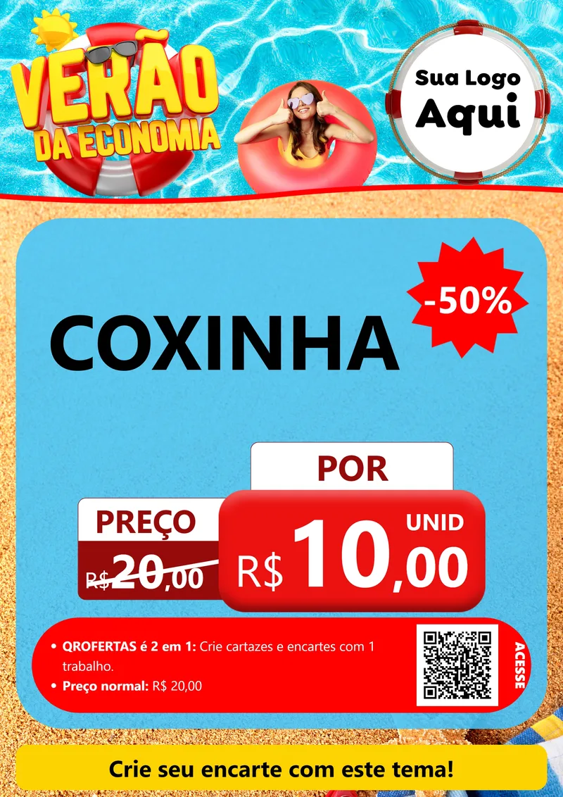 Modelo de Cartaz para Cartaz A4 Vertical com o tema Verão da Economia para Salgadaria