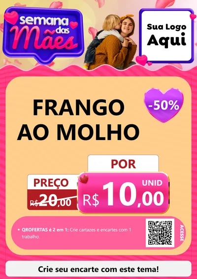 Modelo de Cartaz para Cartaz A4 Vertical com o tema Semana das Mães para Restaurante