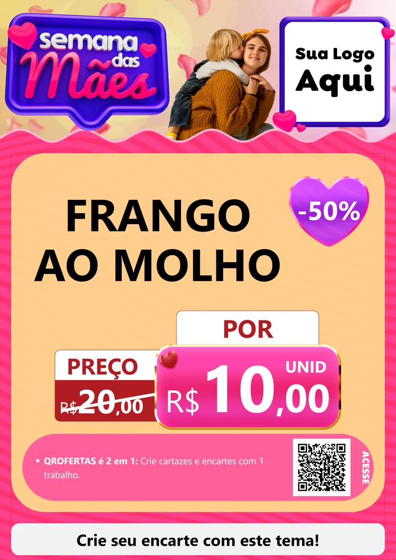 Modelo de Cartaz para Cartaz A4 Vertical com o tema Semana das Mães para Restaurante
