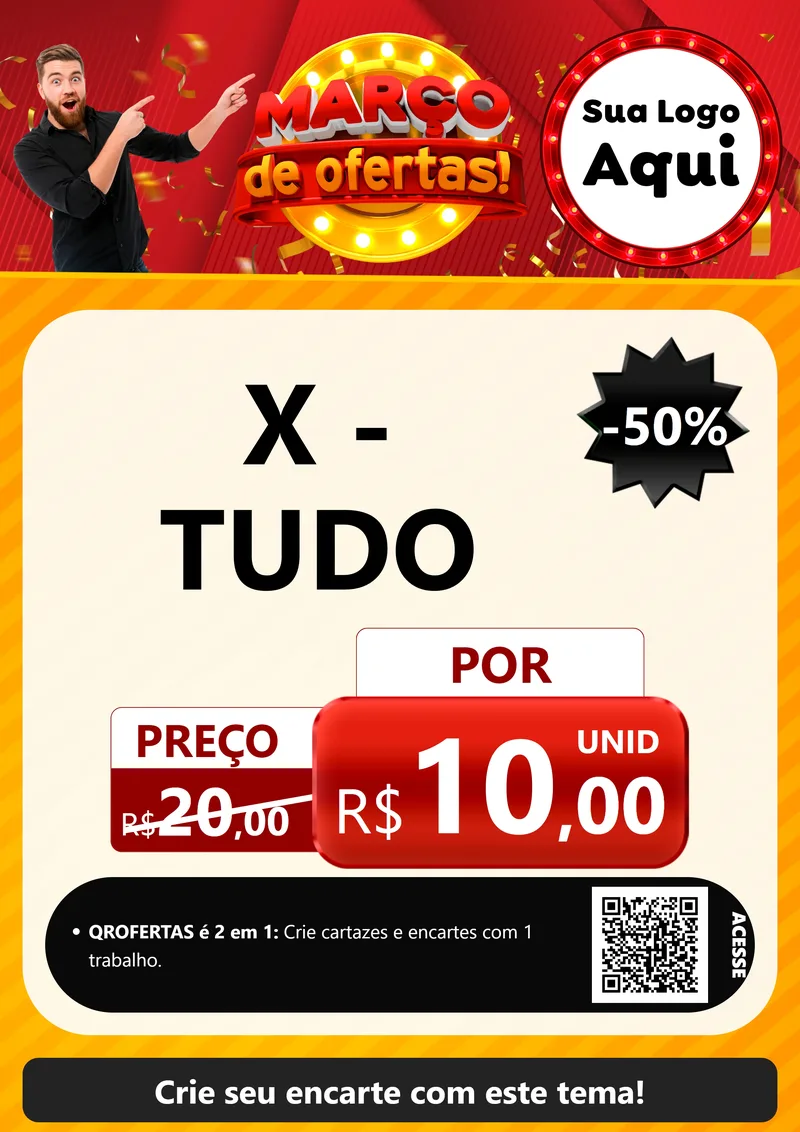 Modelo de Cartaz para Cartaz A4 Vertical com o tema Março de Ofertas! para Hamburgueria