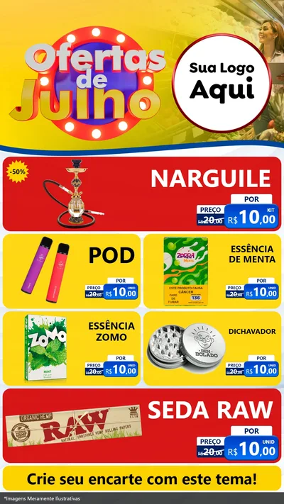 Modelo de TV para TV Vertical com o tema Ofertas de Julho para Tabacaria